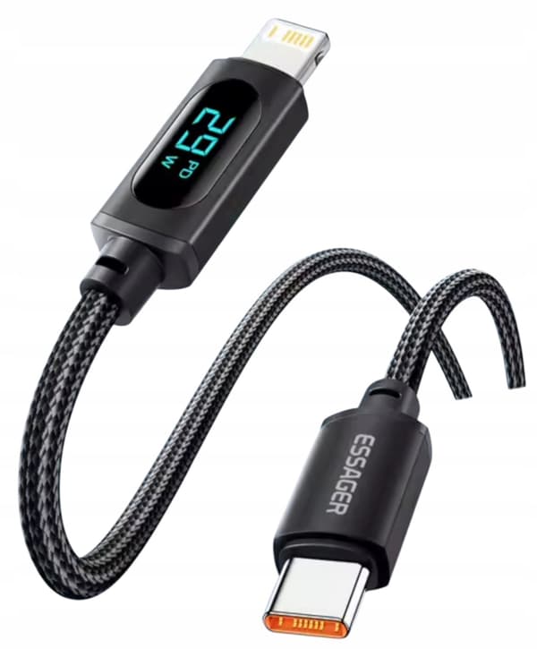Essager-kabel 1m USB C Pd til belysning til iPhone wattmeter LCD Fast 29W