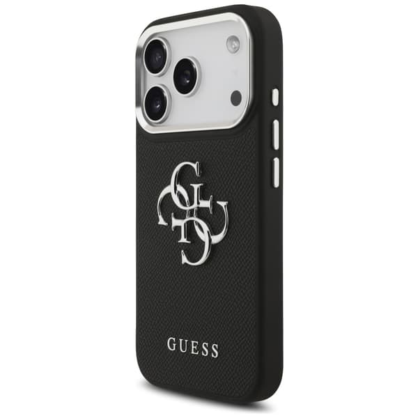 Guess Grained Big 4G Classic Logo cover til iPhone 17 Pro, sort