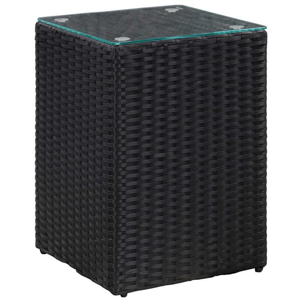 vidaXL sideborde, sæt med 3, glasplader, sort, polyrattan