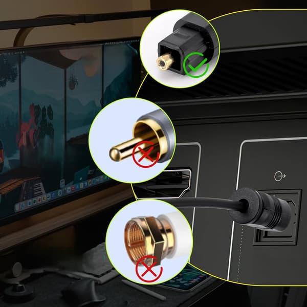 LogiLink Toslink optisk kabel: 1 m, PMMA, ljudkvalitet, hemmabio