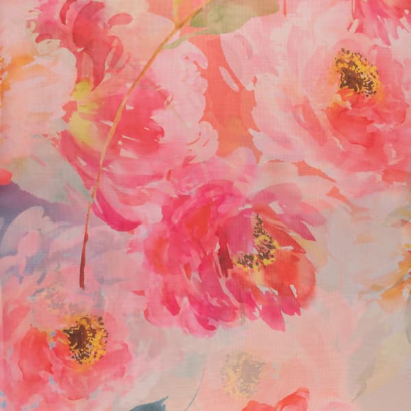 Chiffongtygtyg med blommönster rosa