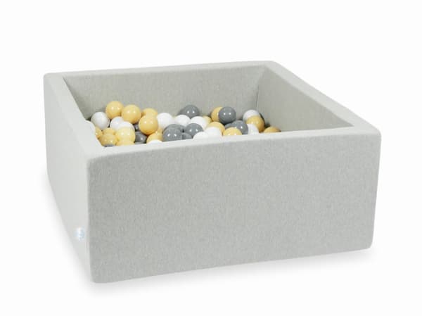 Lysegrå tørpool 90x90x40 med 400 bolde: beige, grå, hvid