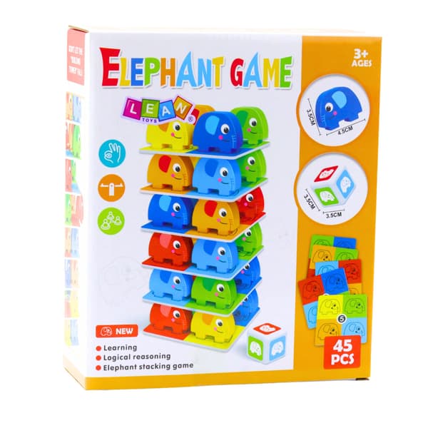 Familjearkadspel Elefanttorn Stapelbart 45 delar.