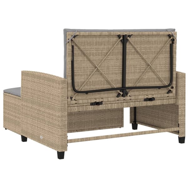 vidaXL Trädgårdssoffa med kuddar, 2-sits, beige, polyrotting