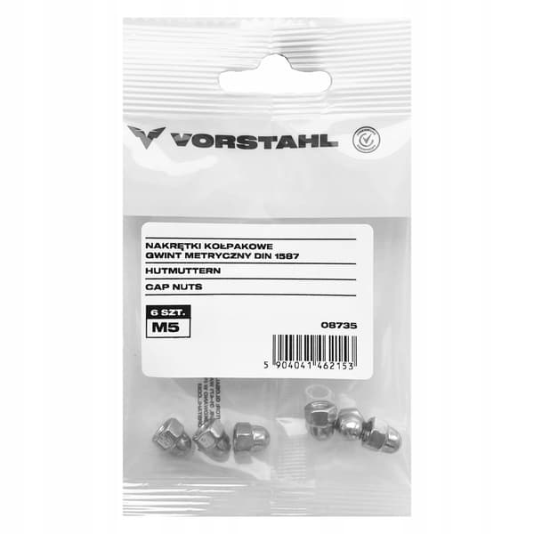 Överfallsmutter, metrisk gänga, DIN 1587 (8-pack) M4 Vorstahl
