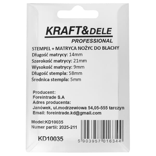stans + matris FÖR plåtsax KD10035