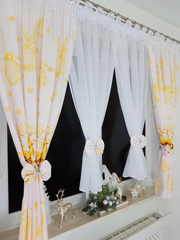 Julegardinsæt med draperier 400x155 cm