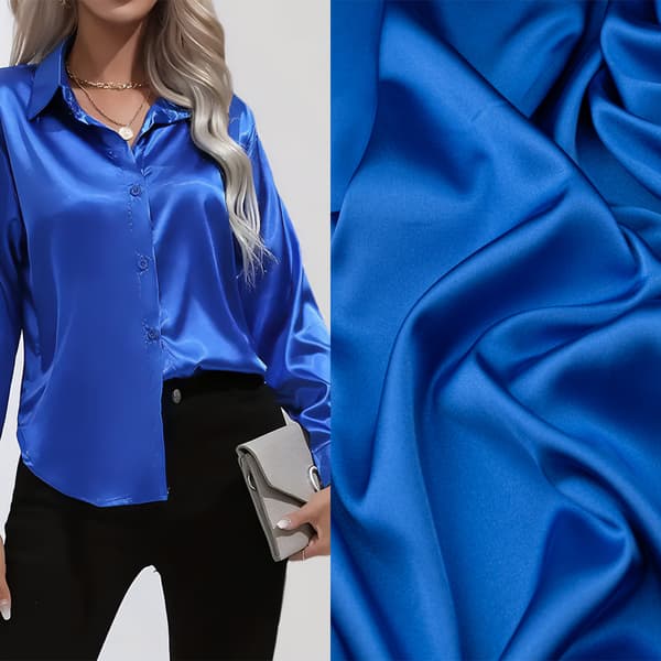 Satintyg med lycra, koboltfärgad