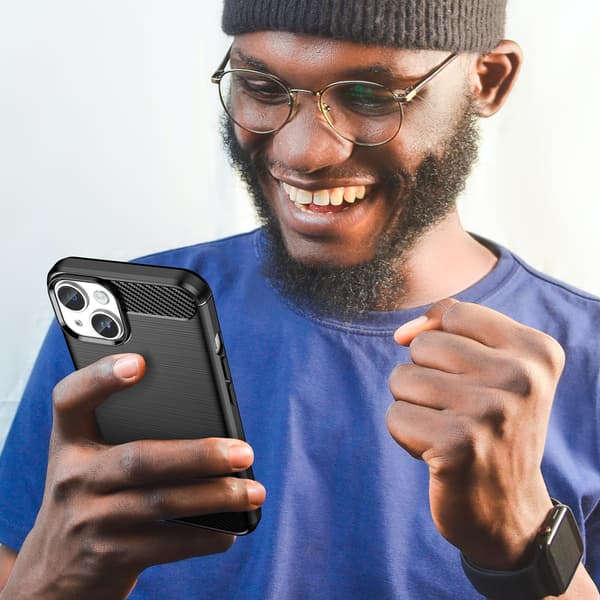 Flexibelt gelbakstycke för iPhone 14 Plus Carbon Case – svart