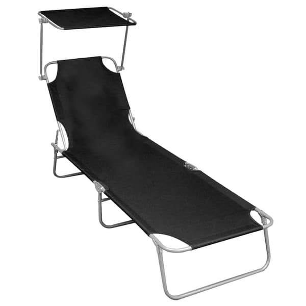 vidaXL foldbar liggestol med baldakin sort aluminium