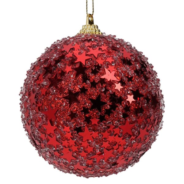 Röda glitterjulkulor 12