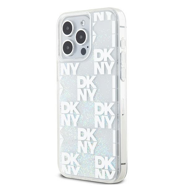 DKNY Liquid Glitter Multilogo-cover til iPhone 15 Pro Max, hvid