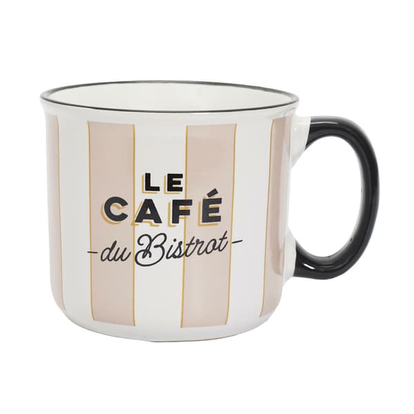Snygg Bistrot-kop 450 ml beige med striber
