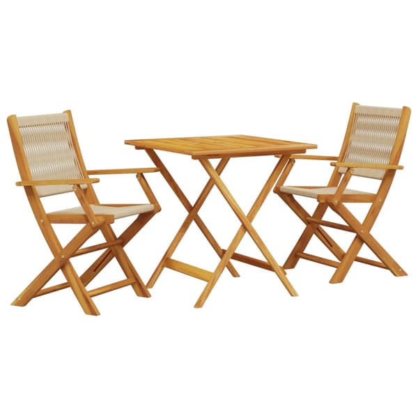 vidaXL 3-delat bistroset, beige polypropen och trä