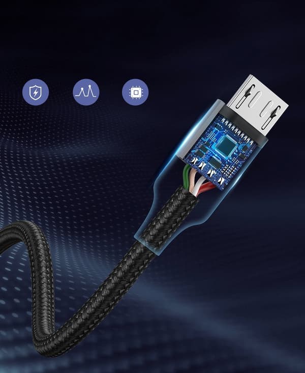 USB - mikro-USB-kabel 1m grå