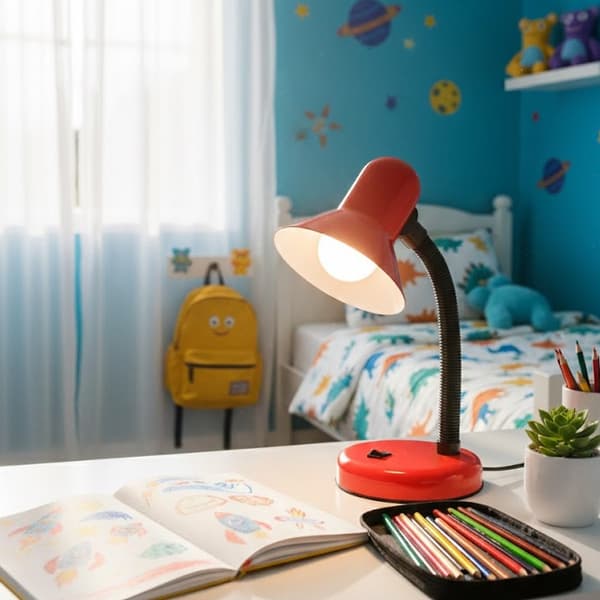 Mentor Rød Skrivebordslampe 1xE27