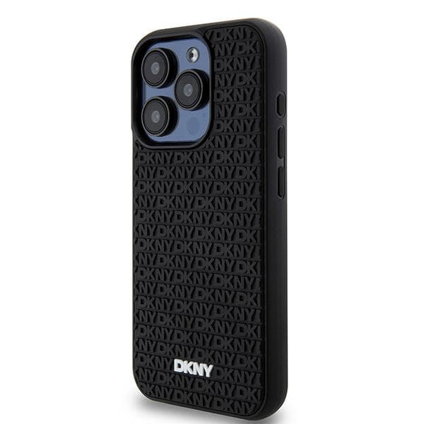 DKNY 3D Rubber Repeat Pattern-skal till iPhone 15 Pro Max, Svart