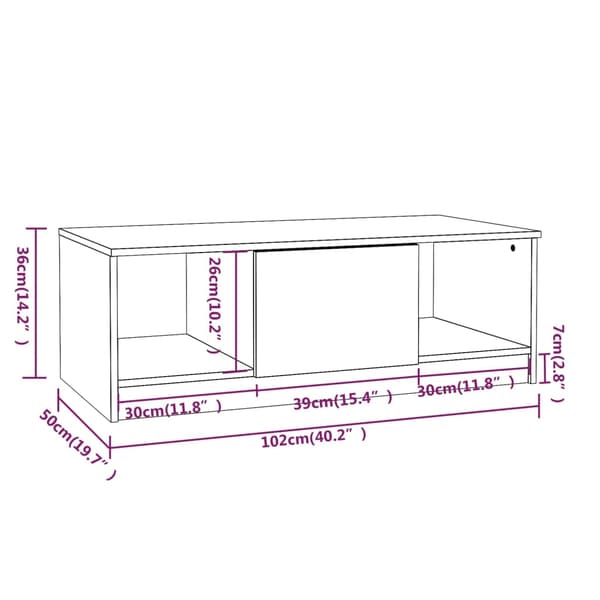 vidaXL sofabord røget eg 102x50x36 cm