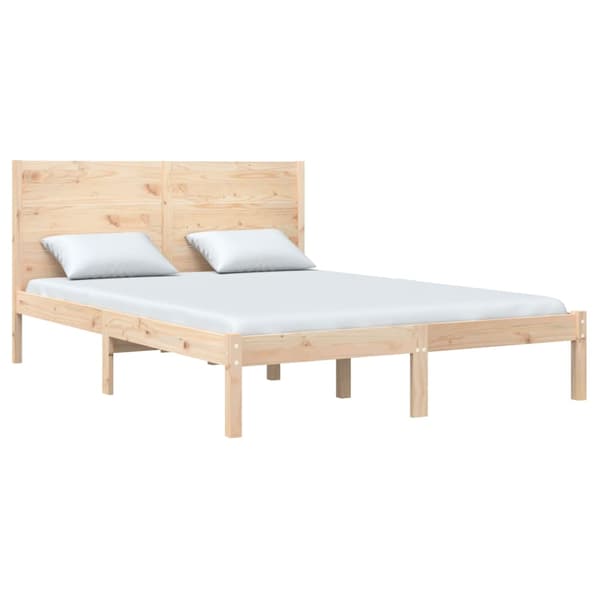vidaXL Sängram massivt trä 135x190 cm dubbel