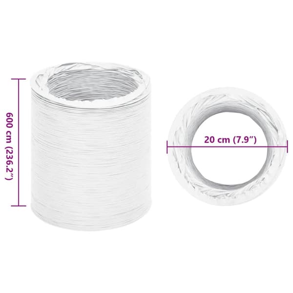 vidaXL PVC-ventilationskanal, 6 m, Ø20 cm