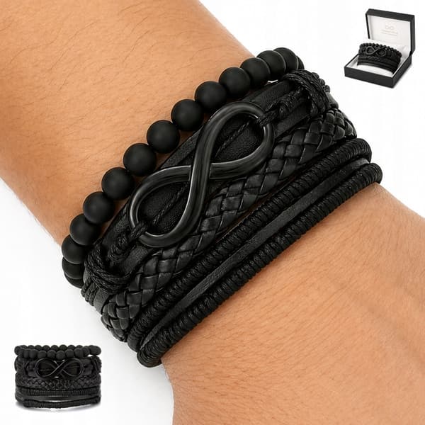 HERRLÄDERARMBAND TITAN SVART DIAMANTARMBAND