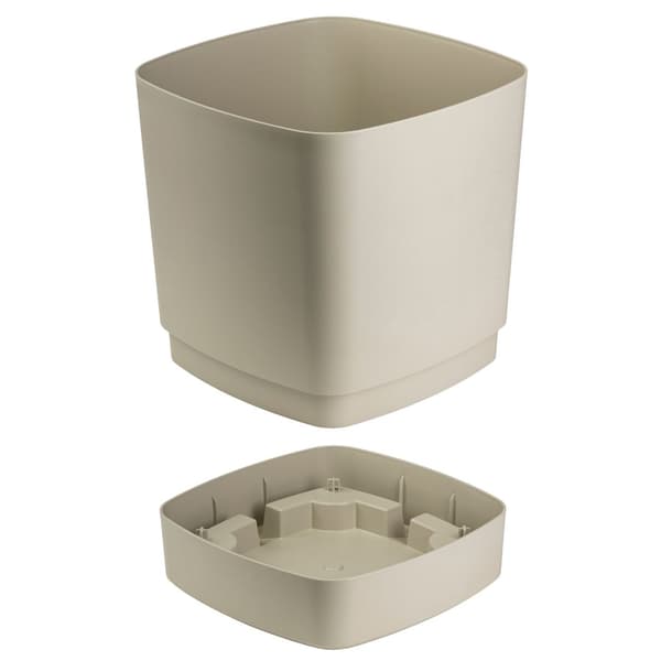 CUBI genbrugs beige urtepotte med underkop 25x25 cm
