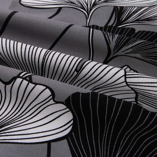 Bomullssängkläder 200x220 satin 100% BOMULL svartvit ginkgoblad