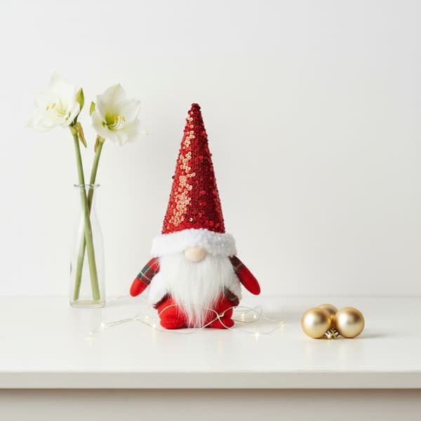 Julegrasprydnad med dværgtomte, gave 25 cm