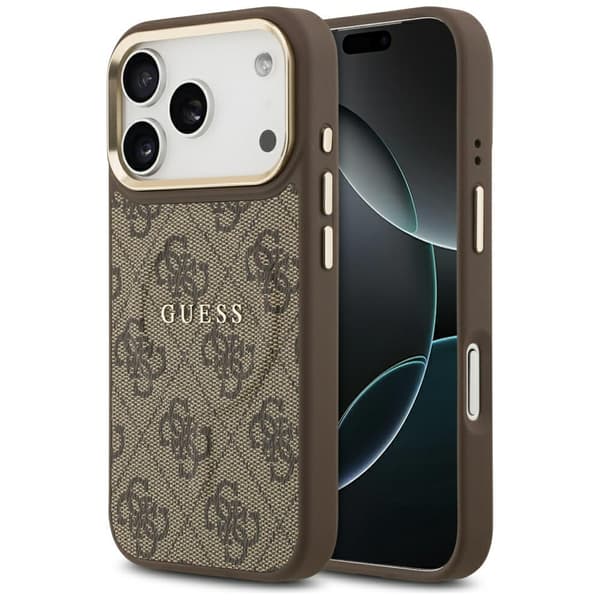Guess 4G PU Classic Logo MagSafe-etui til iPhone 17 Pro, brunt
