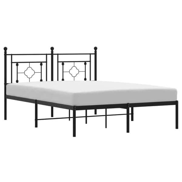 vidaXL metalsengestel med hovedgærde sort 135x190 cm