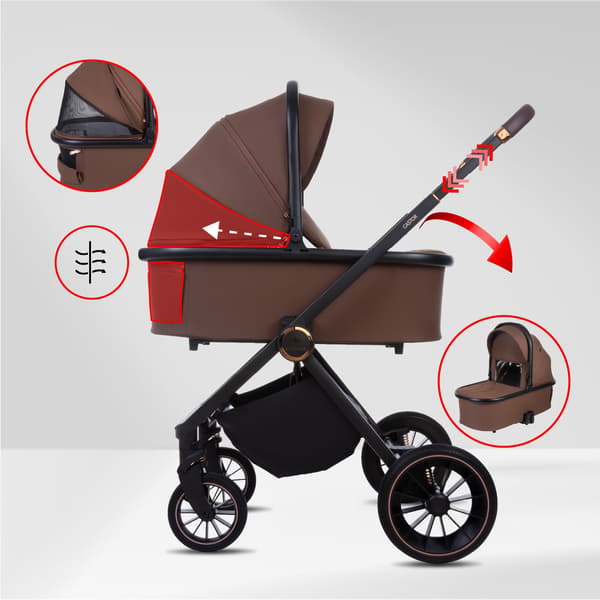 BabyLux CASTOR 2-i-1 klapvogn, gondol, let, foldbart sæt