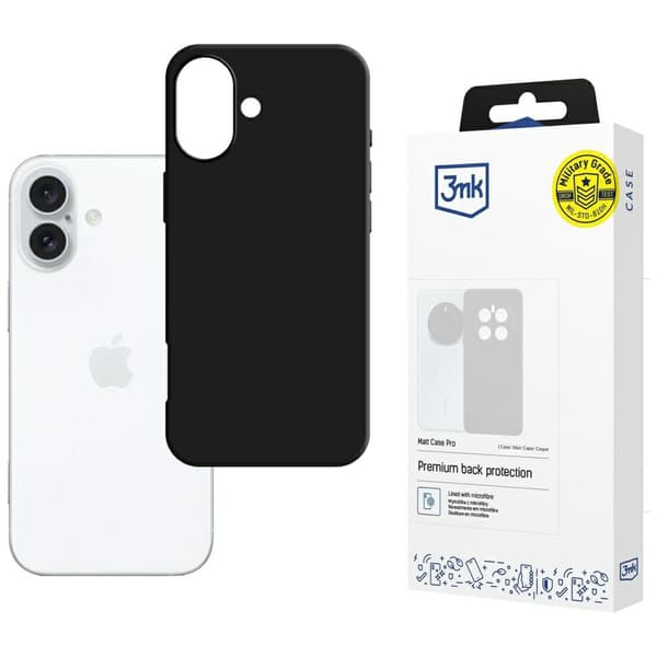 3MK Matt Case Pro iPhone 16 Plus -puhelimelle, musta
