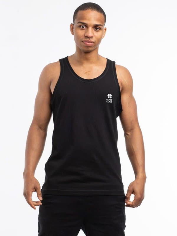 Herretanktop med HELD OG LYKKE-logo, sort, XL