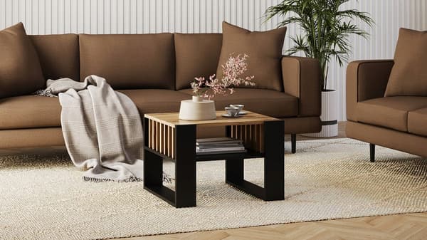 Soffbord med ribbor 55x55 EK/svart loft