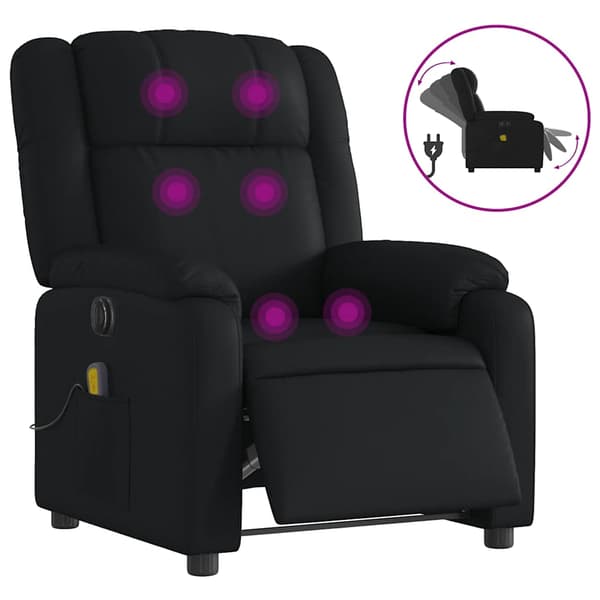 vidaXL elektrisk lænestol med massagefunktion, sort, kunstlæder