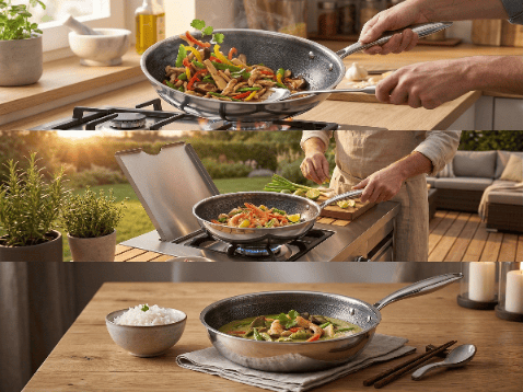 ARISTO PLUS WOK-STEGEPANDE I RUSTFRIT STÅL 28 CM
