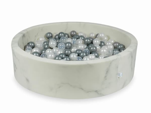 Tør pool 110x30 marmor med 400 bolde: perlemor, transparent, sølv