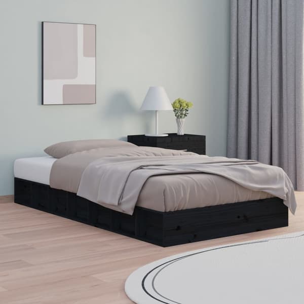 vidaXL sengestel sort 75x190 cm massivt træ