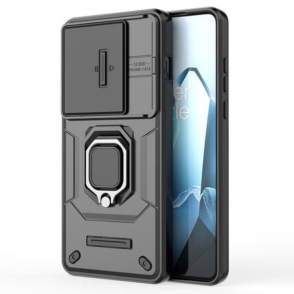 Etui til OnePlus 13, KickStand kameralinse, sort