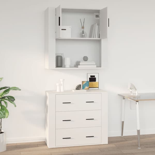 vidaXL Väggskåp vit 80x33x80 cm träbaserat material