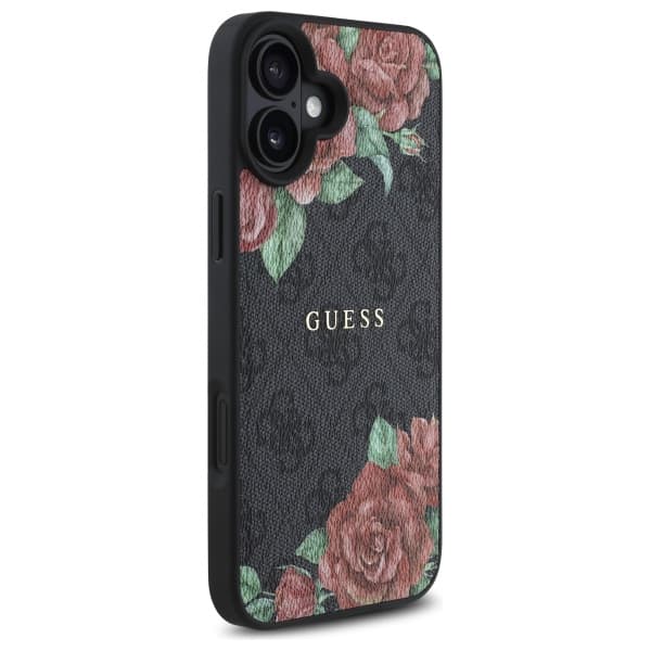 Guess 4G blomsterprint MagSafe-etui til iPhone 16, sort