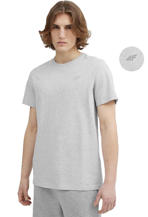 4F grå bomulls-T-shirt sportstorlek S