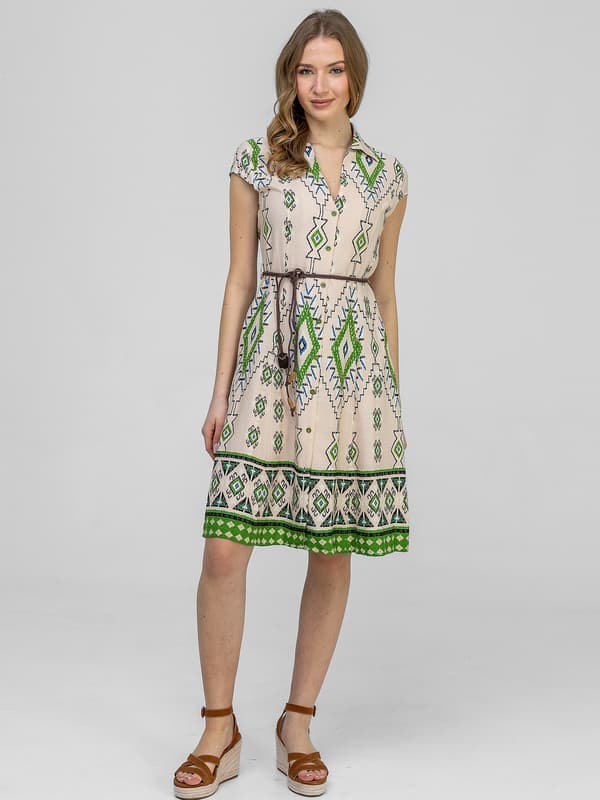 DAMKLÄNNING I BOHO-STIL MED MÖNSTER, MIDI
