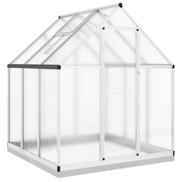 vidaXL Växthus med basram silver 169x169x202 cm aluminium