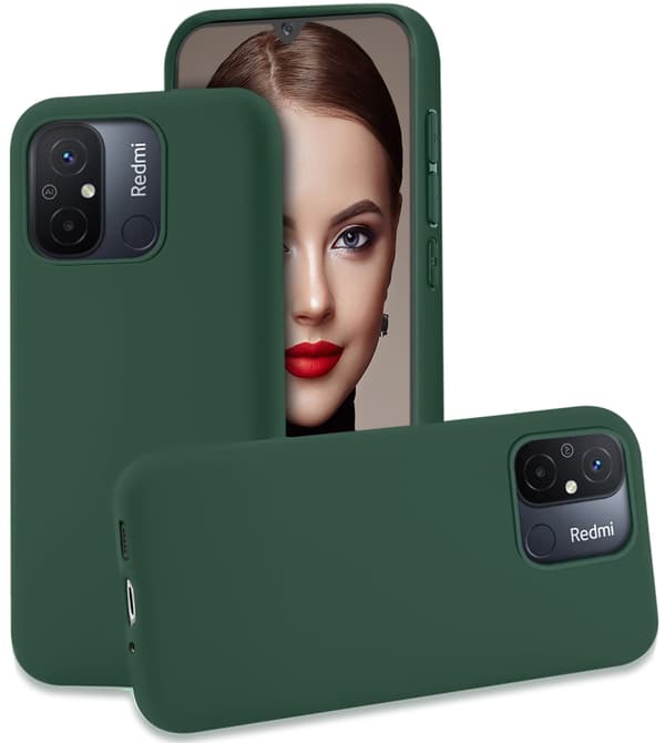 Etui til Xiaomi Redmi 12C/Redmi 11a SILIKONE MAT ETUI GRØN + Glas