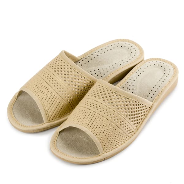 Damtofflor beige ecru damtofflor i läder storlek 41