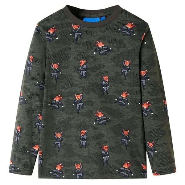 Barnpyjamas med lång ärm, khaki, 140