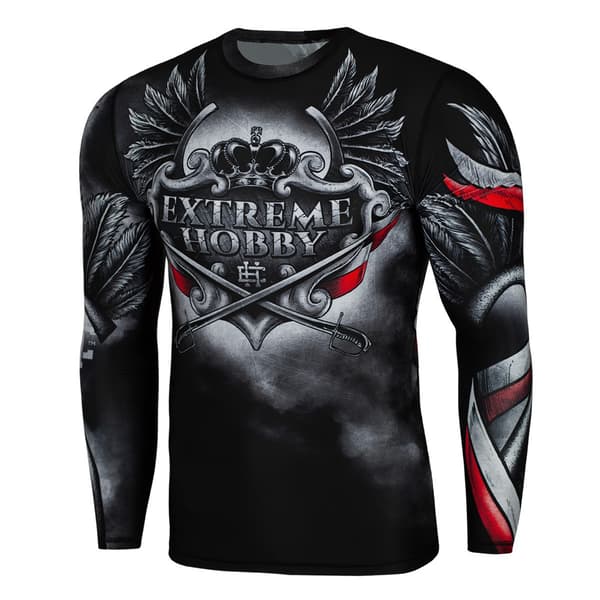 Herre langærmet rashguard HUSSAR 2XL SORT