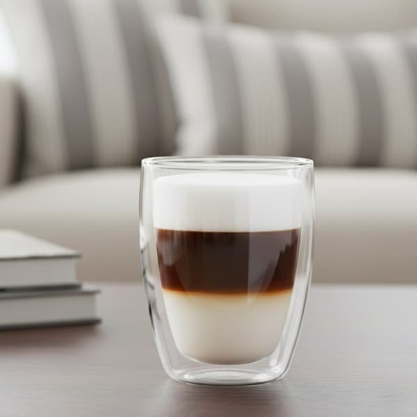DUBBELVÄGGIGT TERMOGLAS FÖR KAFFE, LATTE, TE 330 ML