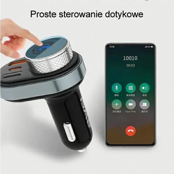 AWEI C-843 håndfrit sæt med FM-sender, Bluetooth 5.0, MP3, 1xUSB+1xUSB-C sort